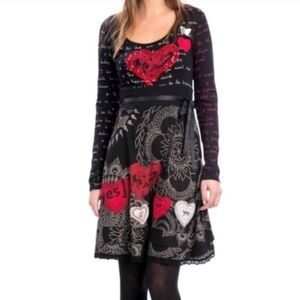 Desigual Heart & Butterfly Fit and Flare Dress M